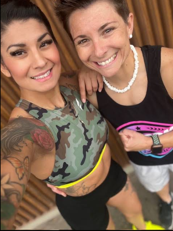 Gloria with a training partner
